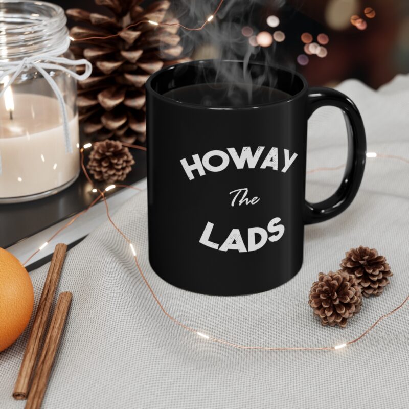 Newcastle 'Howay The Lads' Cup - Sip in Geordie Style - Newcastle United FC Gift - Toon Army - 11oz Black Mug - Image 4